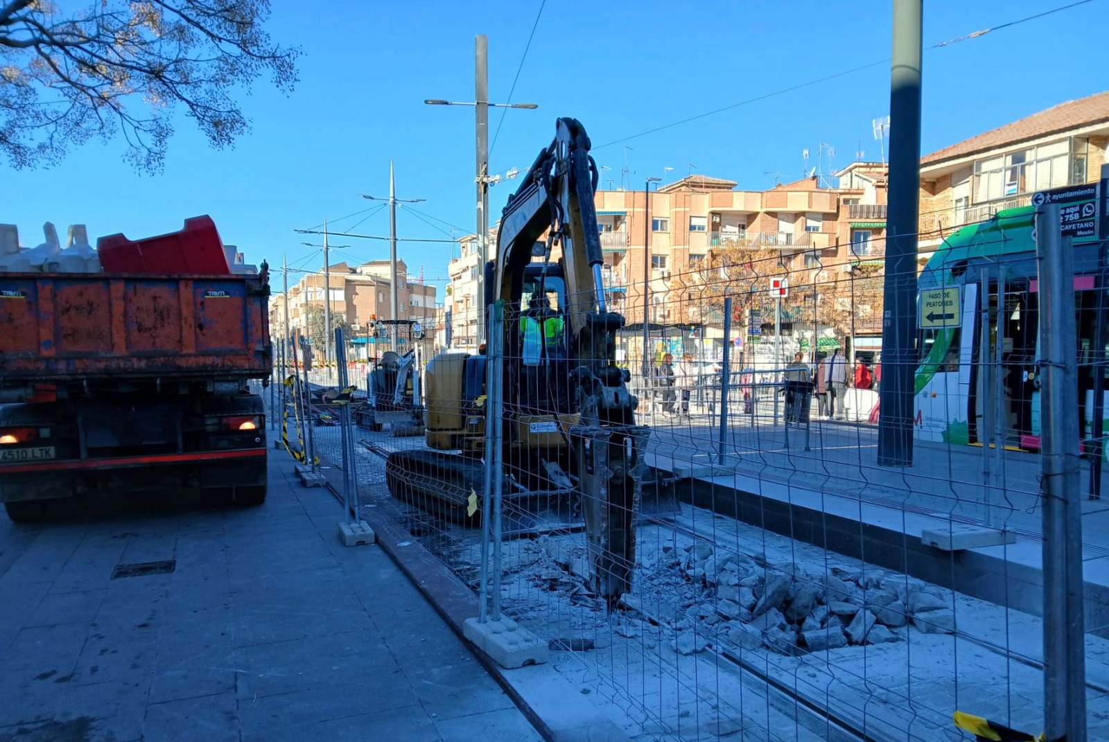 trabajos de conexión del Metro de Granada con la prolongación Sur en Armilla